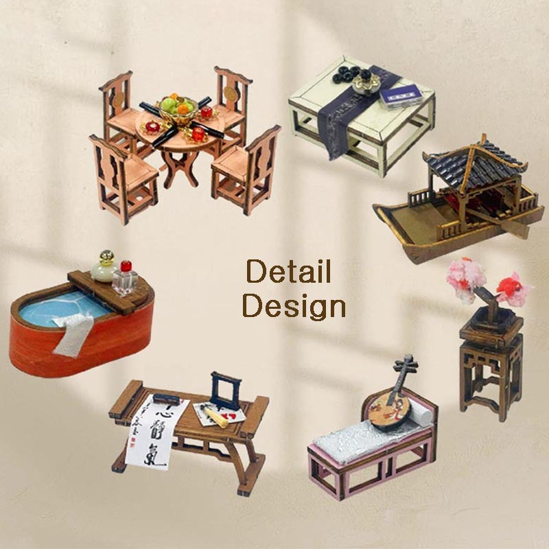 Chinese Blossom Fairyland Garden House | DIY Miniature House Kit 3D Wooden Model DIY Gift Puzzle