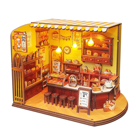 Bakery | DIY Miniature House Kit 3D Wooden Model DIY Gift Puzzle