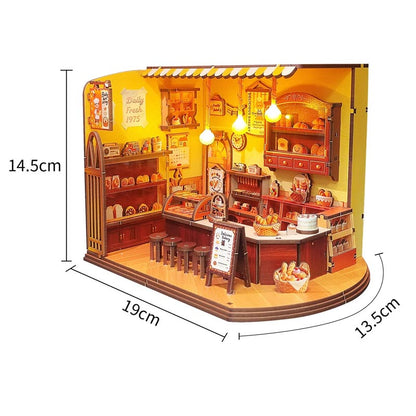 Bakery | DIY Miniature House Kit 3D Wooden Model DIY Gift Puzzle