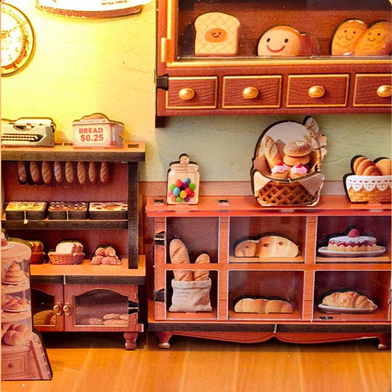Bakery | DIY Miniature House Kit 3D Wooden Model DIY Gift Puzzle