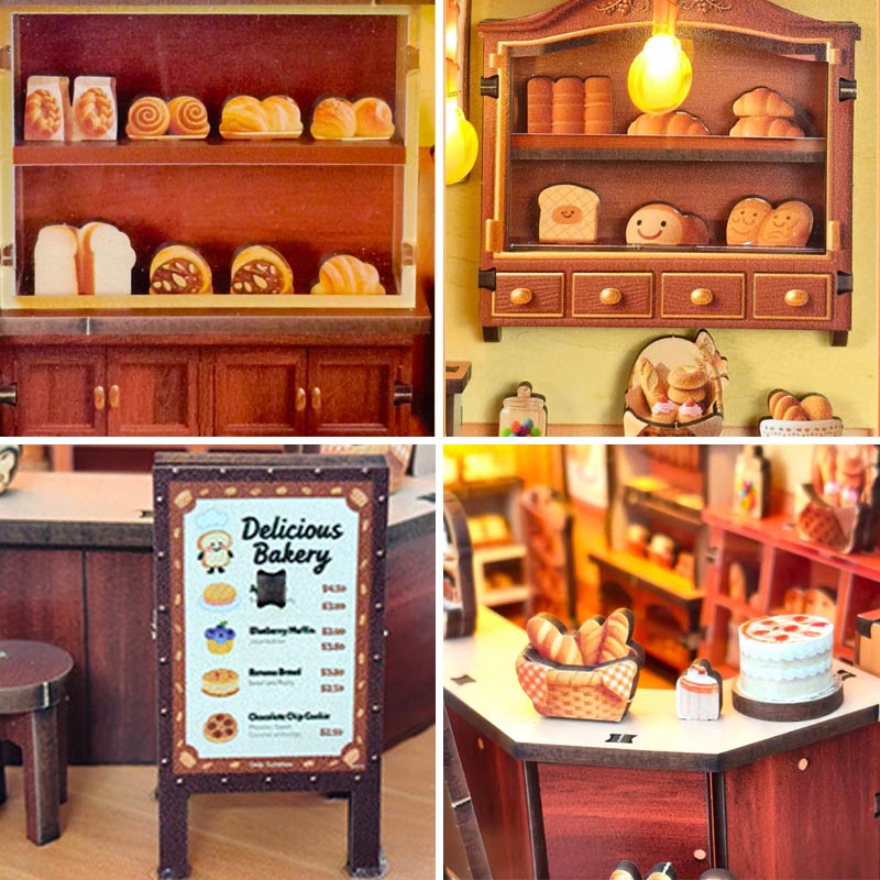 Bakery | DIY Miniature House Kit 3D Wooden Model DIY Gift Puzzle