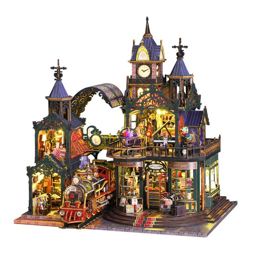 Train Station Train Platform Railtrack | DIY Miniature House Kit 3D Wooden Model DIY Gift Puzzle