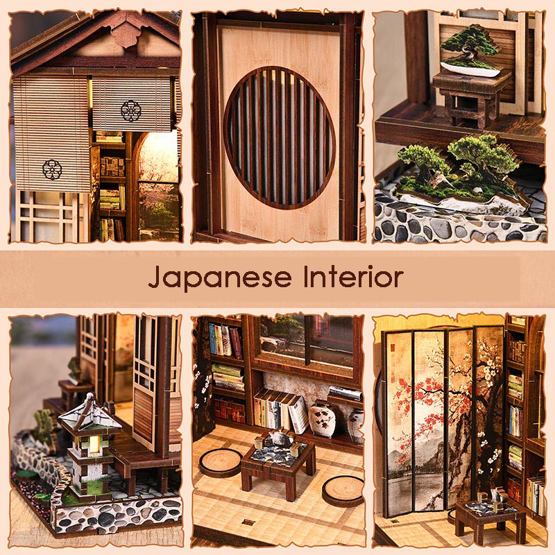 Japanese Garden Moss-Lantern Harmony Garden | DIY Book Nook Miniature House Kit 3D Wooden Model DIY Gift Puzzle