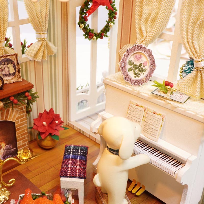 Cozy Sitting Room with Christmas Decorations | DIY Miniature House Kit 3D Wooden Model DIY Gift Puzzle