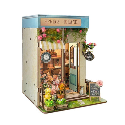 Spring Island Flower Shop | DIY Book Nook Miniature House Kit 3D Wooden Model DIY Gift Puzzle