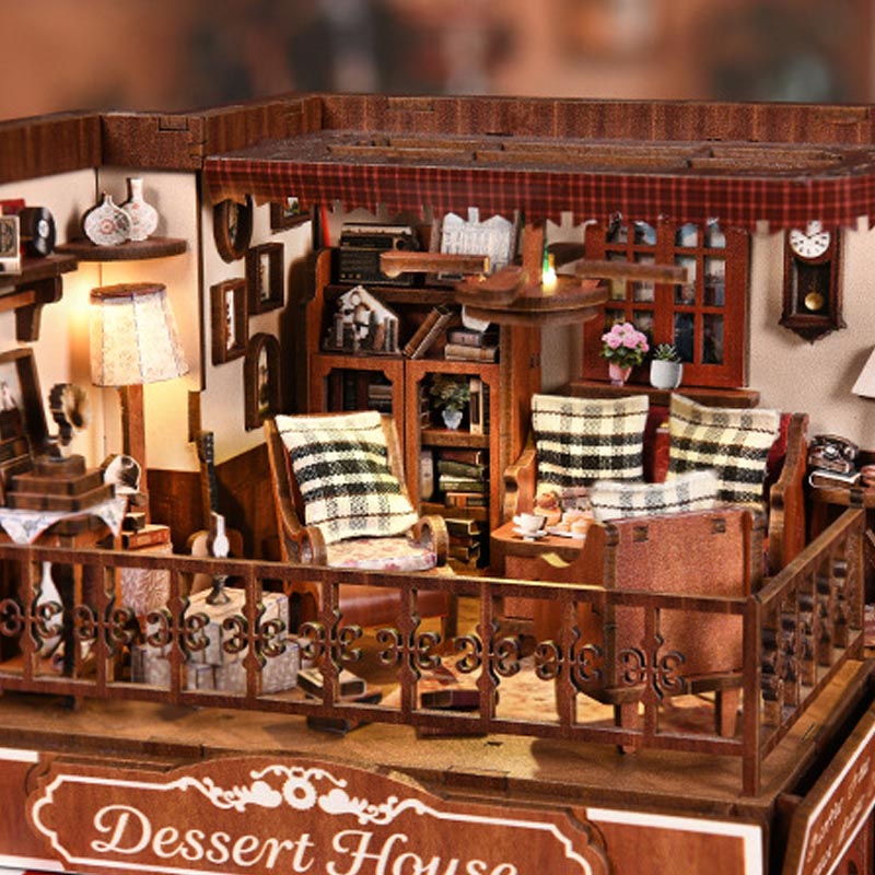 Corner Dessert House | DIY Book Nook Miniature House Kit 3D Wooden Model DIY Gift Puzzle