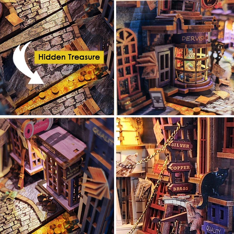 Magic Night Alley | DIY Book Nook Miniature House Kit 3D Wooden Model DIY Gift Puzzle