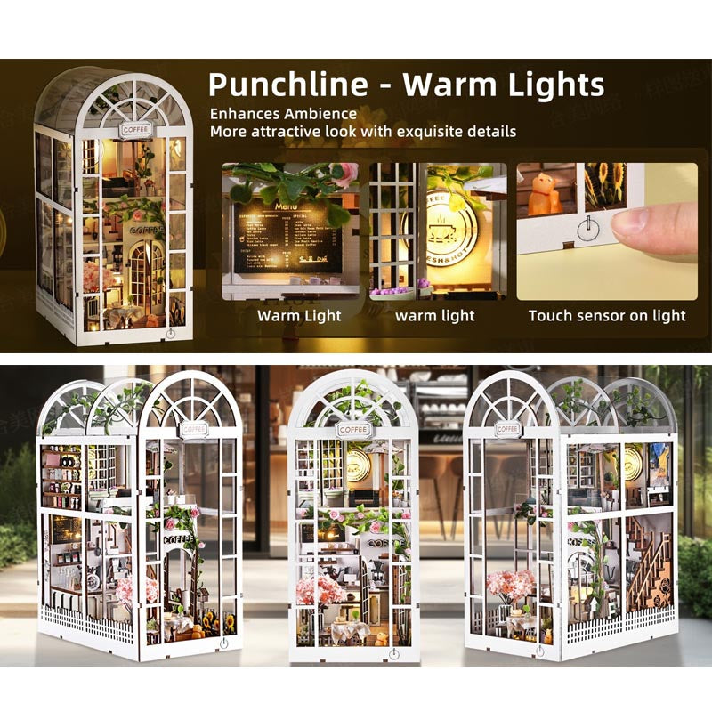 Coffee Garden | DIY Book Nook Miniature House Kit 3D Wooden Model DIY Gift Puzzle