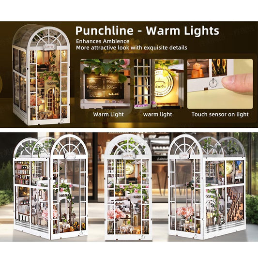 Coffee Garden | DIY Book Nook Miniature House Kit 3D Wooden Model DIY Gift Puzzle