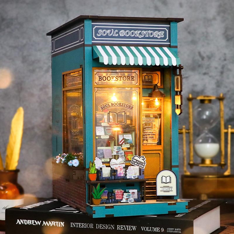 Soul Bookstore | DIY Book Nook Miniature House Kit 3D Wooden Model DIY Gift Puzzle