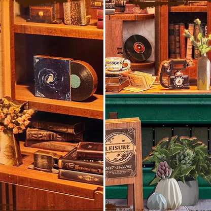Vintage Vinyl Coffee Shop | DIY Book Nook Miniature House Kit 3D Wooden Model DIY Gift Puzzle