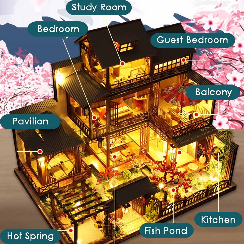 Japanese Garden Musical House | DIY Miniature House Kit 3D Wooden Model DIY Gift Puzzle