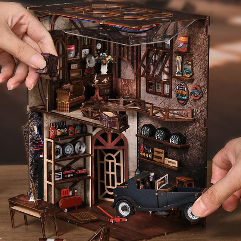Craftsmanship Repair Shop Vehicle Repair | DIY Book Nook Miniature House Kit 3D Wooden Model DIY Gift Puzzle