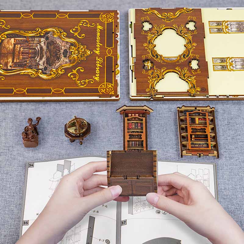 Monastery Library | DIY Book Nook Miniature House Kit 3D Wooden Model DIY Gift Puzzle