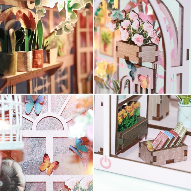 Greenhouse | DIY Book Nook Miniature House Kit 3D Wooden Model DIY Gift Puzzle