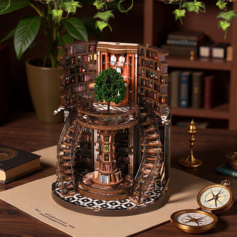 Wisdom Rings Bookstore | DIY Book Nook Miniature House Kit 3D Wooden Model DIY Gift Puzzle
