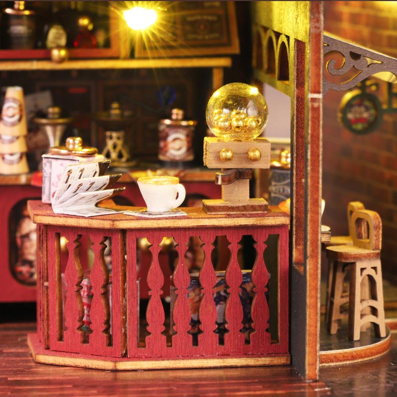 Coffee Bookstore | DIY  Miniature House Kit 3D Wooden Model DIY Gift Puzzle