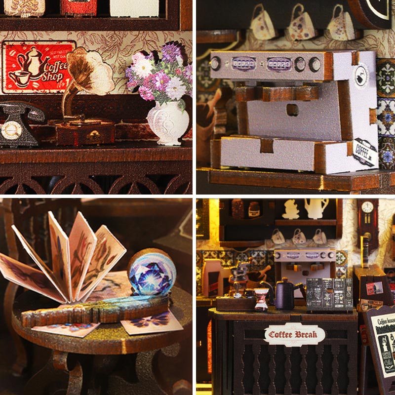 Magic Coffee Shop | DIY Book Nook Miniature House Kit 3D Wooden Model DIY Gift Puzzle