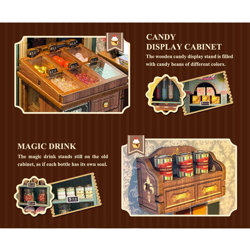 Magic Candy Shop | DIY Book Nook Miniature House Kit 3D Wooden Model DIY Gift Puzzle