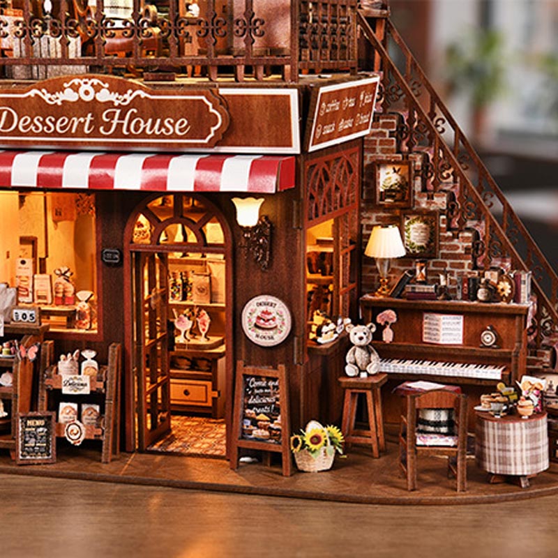 Corner Dessert House | DIY Book Nook Miniature House Kit 3D Wooden Model DIY Gift Puzzle
