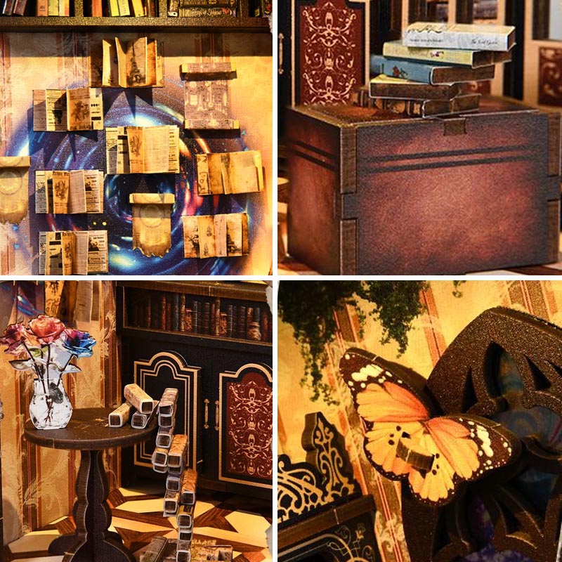 Realm of the Magic Book | DIY Book Nook Miniature House Kit 3D Wooden Model DIY Gift Puzzle
