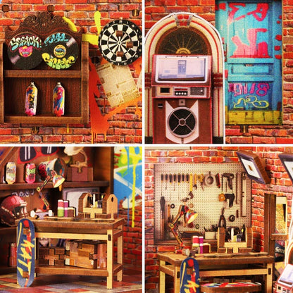 Skate Competition Skate Zone | DIY Book Nook Miniature House Kit 3D Wooden Model DIY Gift Puzzle