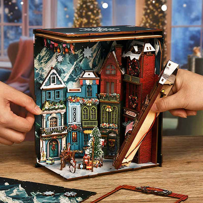 Christmas Street Corner | DIY Book Nook Miniature House Kit 3D Wooden Model DIY Gift Puzzle