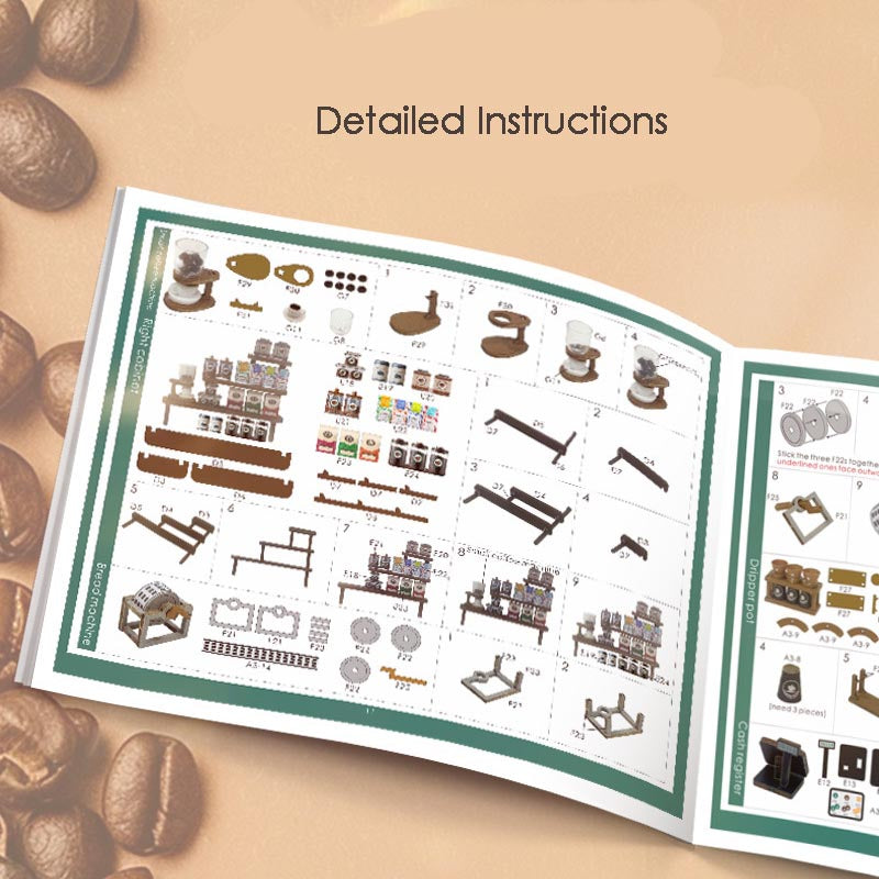 Coffee Rure | DIY Book Nook Miniature House Kit 3D Wooden Model DIY Gift Puzzle