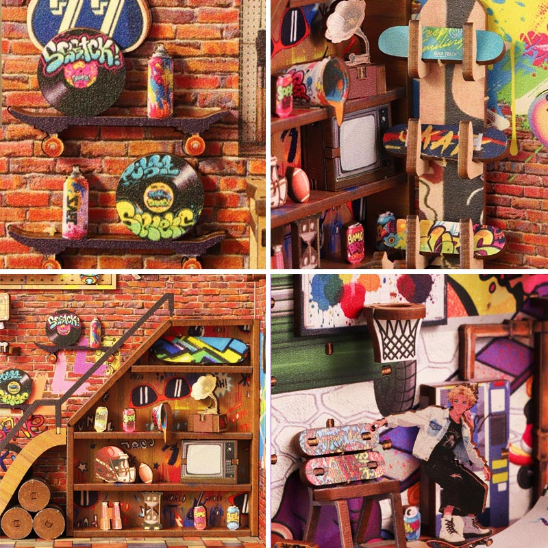 Skate Competition Skate Zone | DIY Book Nook Miniature House Kit 3D Wooden Model DIY Gift Puzzle