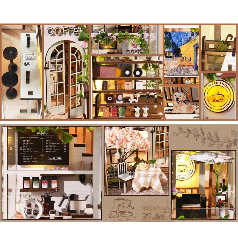 Coffee Garden | DIY Book Nook Miniature House Kit 3D Wooden Model DIY Gift Puzzle