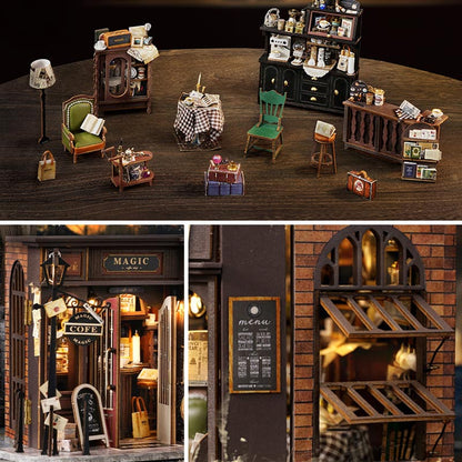 Classic Magic Coffee Shop | DIY Miniature House Kit 3D Wooden Model DIY Gift Puzzle