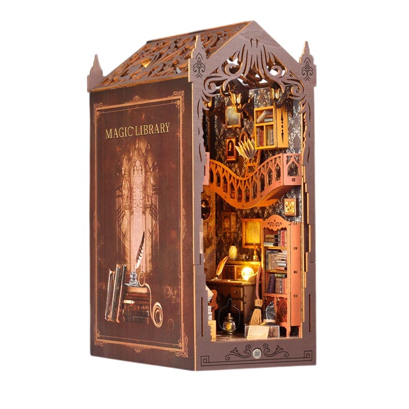 Magic Library | DIY Book Nook Miniature House Kit 3D Wooden Model DIY Gift Puzzle
