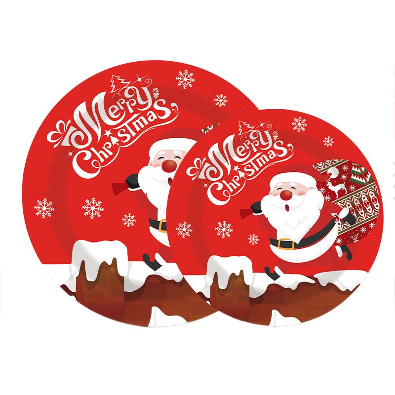 7 inch and 9 inch Merry Christmas funny Santa Claus party disposable paper plate and dessert plates 