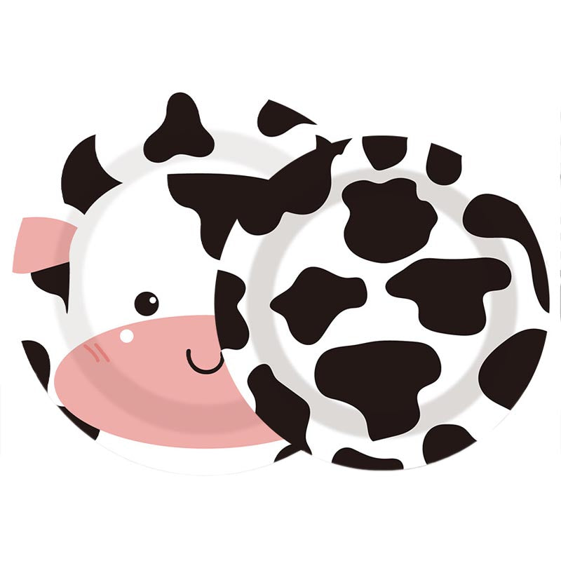 7 inch and 9 inch cutie dairy cow party disposable paper plate and dessert plate for kid's birthday party or any other parties