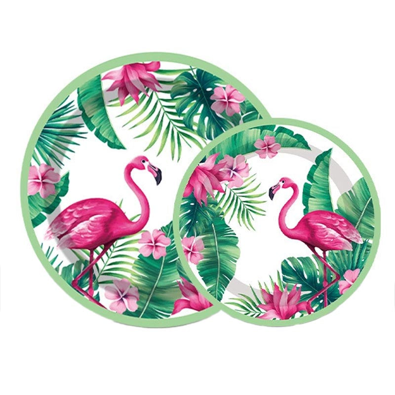 7 inch and 9 inch flamingo summer  party disposable paper plate and dessert plate for birthday party or any other parties