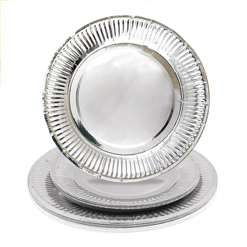 7 inch and 9 inch plain silver party disposable paper plate and dessert plate for birthday party or any other parties