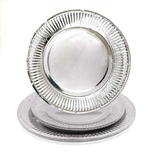 7 inch and 9 inch plain silver party disposable paper plate and dessert plate for birthday party or any other parties