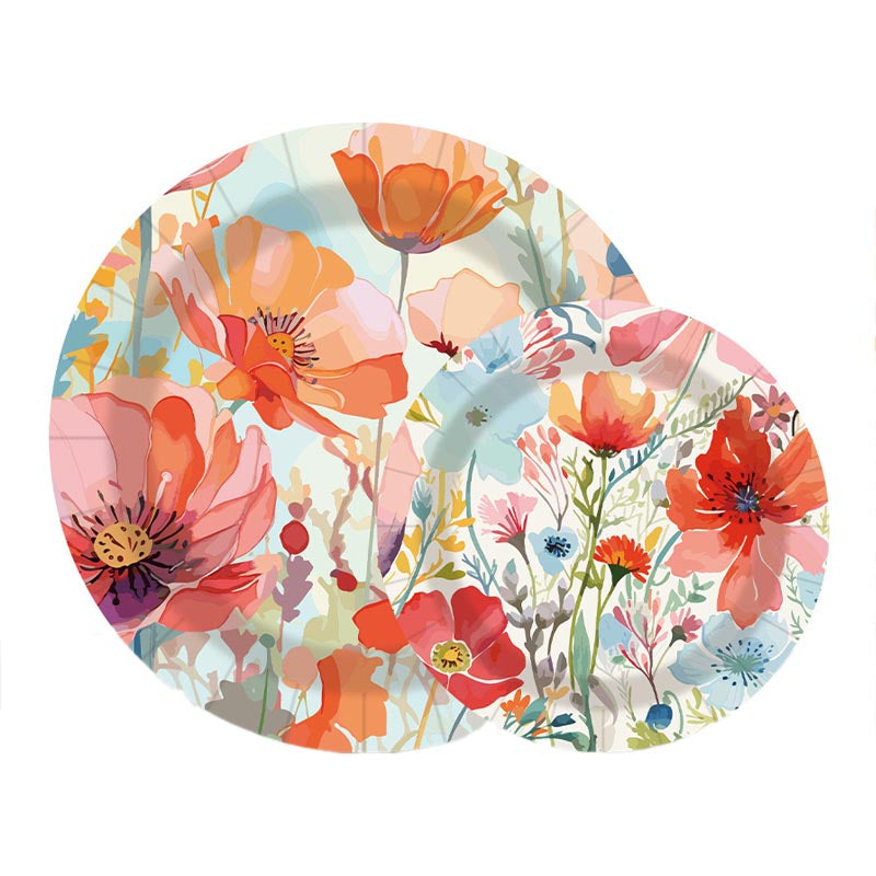 7 inch and 9 inch pretty flowers party disposable paper plate and dessert plate for birthday party or any other parties