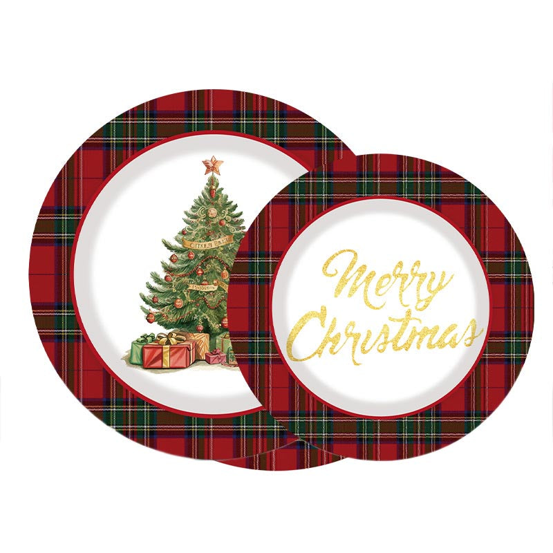 7 inch and 9 inch red Merry Christmas party disposable paper plate and dessert plate 