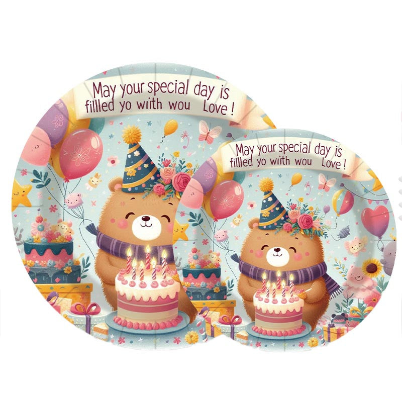 7 inch and 9 inch special day birthday party bear disposable paper plate and dessert plate 