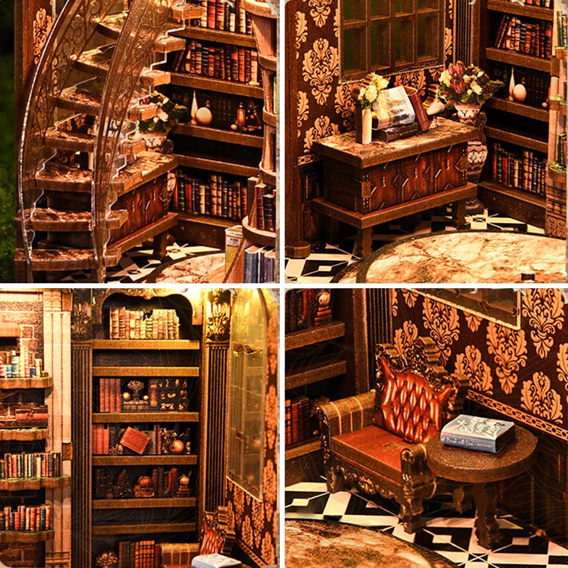 Wisdom Rings Bookstore | DIY Book Nook Miniature House Kit 3D Wooden Model DIY Gift Puzzle