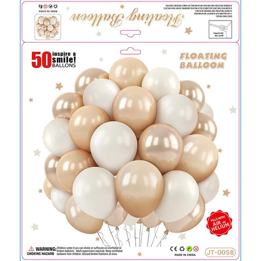 10 Inch Colorful Matte Floating Thickened Latex Balloon 50Pcs #58 CHAMPAGNE-CREAM Color︱Air or Helium︱Birthday Essentials, Wedding, Anniversary Decoration︱Event Styling
