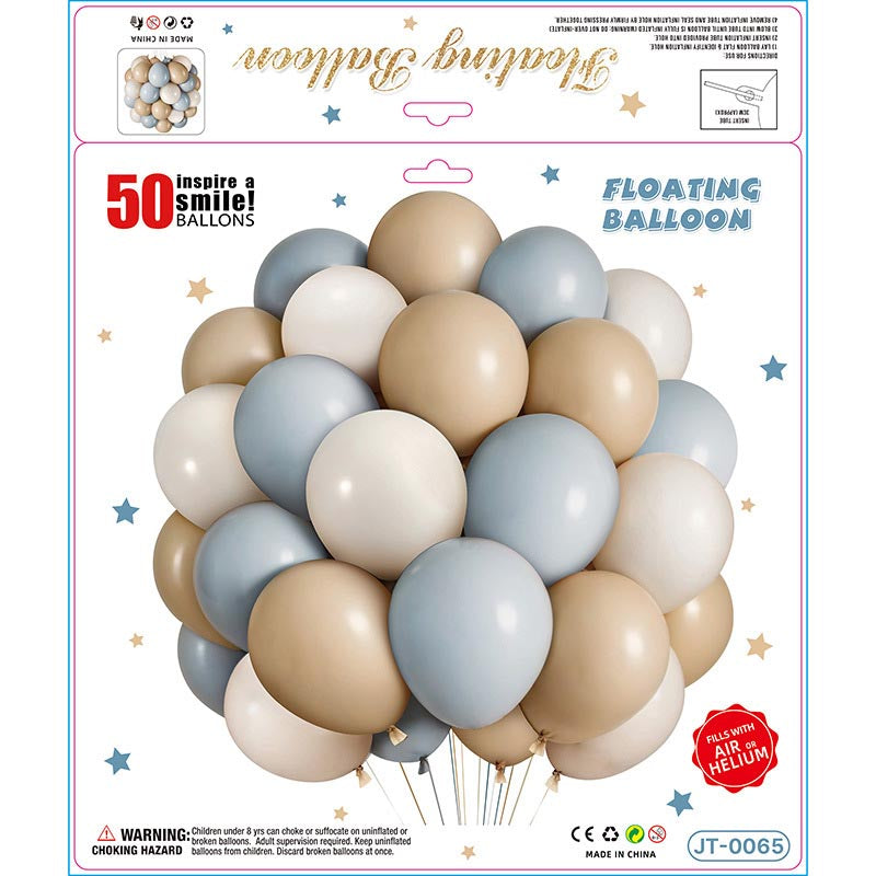 10 Inch Colorful Matte Floating Thickened Latex Balloon 50Pcs #65 PASTEL BLUE-GREY-CARAMEL Color︱Air or Helium︱Birthday Essentials, Wedding, Anniversary Decoration︱Event Styling