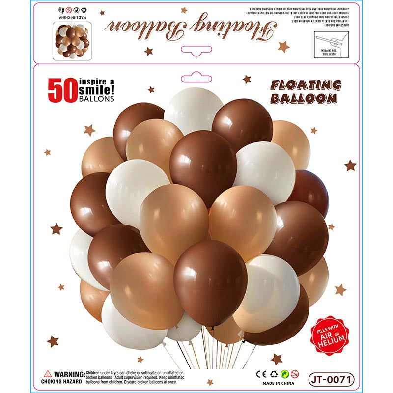 10 Inch Colorful Matte Floating Thickened Latex Balloon 50Pcs #71 WHITE-BROWN-BRONZE Color︱Air or Helium︱Birthday Essentials, Wedding, Anniversary Decoration︱Event Styling