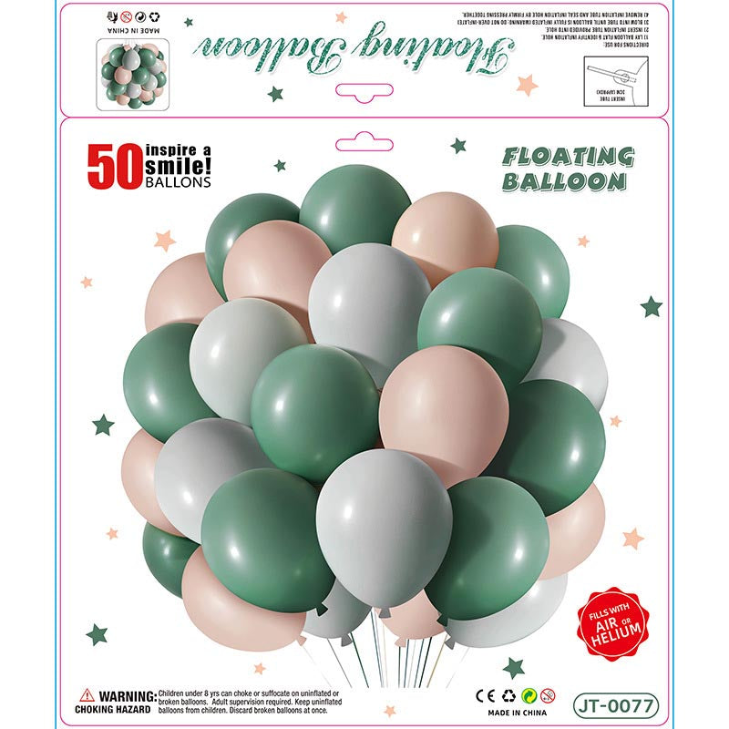 10 Inch Colorful Matte Floating Thickened Latex Balloon 50Pcs #77 GREY-GREEN-PINK Color︱Air or Helium︱Birthday Essentials, Wedding, Anniversary Decoration︱Event Styling