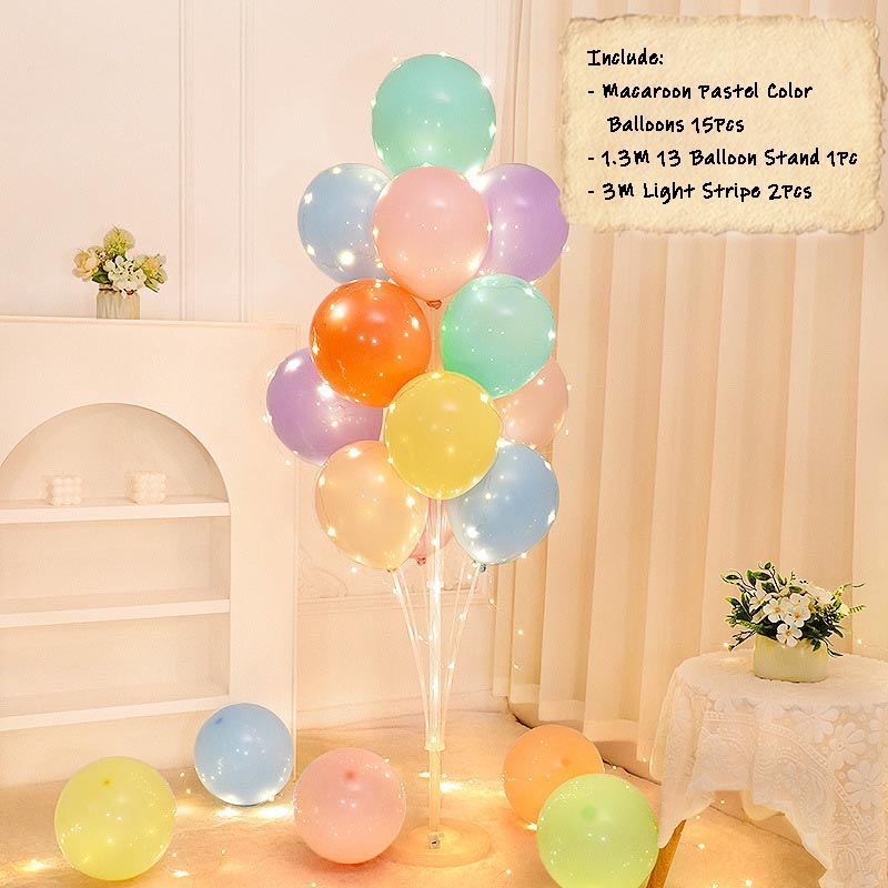 Balloon Bouquet Stand Kit with Lights - MIXED MACAROON︱Birthday Essentials, Photo Props, Wedding, Anniversary Decoration︱Event Styling