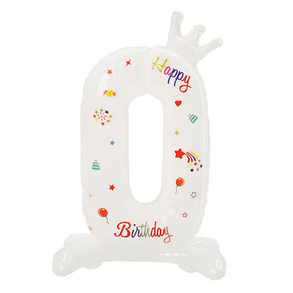 32 Inch Standing Number Balloon with Birthday Pattern  0~9 ︱Big Giant Balloon for 1st Birthday, Kid's Birthday Celebration Party
