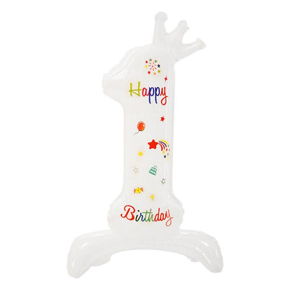 32 Inch Standing Number Balloon with Birthday Pattern  0~9 ︱Big Giant Balloon for 1st Birthday, Kid's Birthday Celebration Party