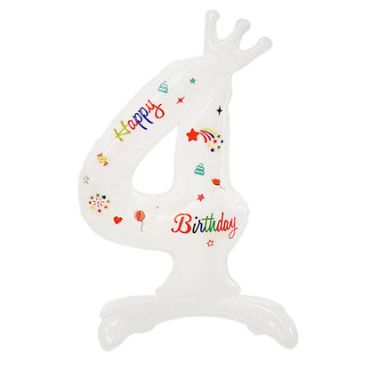 32 Inch Standing Number Balloon with Birthday Pattern  0~9 ︱Big Giant Balloon for 1st Birthday, Kid's Birthday Celebration Party