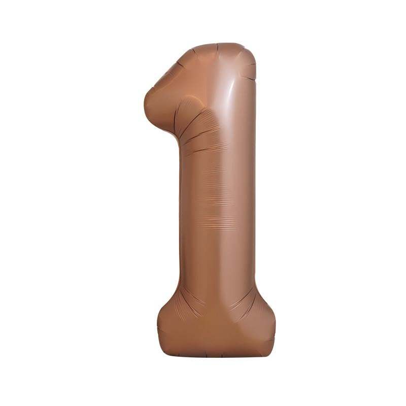 32 Inch Foil Number Balloons 0~9 - BROWN Color︱Big Giant Balloon for 1st Birthday Anniversary Celebration Party